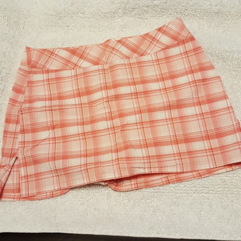 Pink and White Madras skort